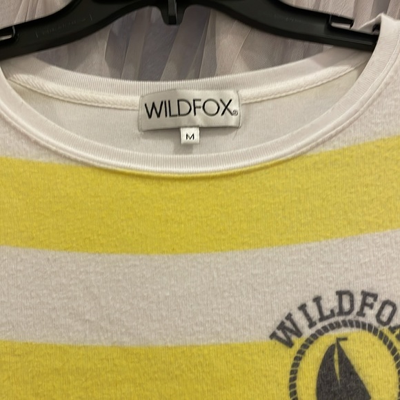 Wildfox Yacht Club Yellow Stripe Sweat Sweatshirt Size Medium - Picture 3 of 5